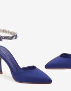  Pantofi stiletto bleumarin cu baretă bijuterie în jurul gleznei Elwinna