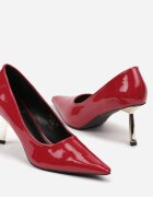  Pantofi stiletto Bordeaux lăcuiți pe toc stiletto metalic Rivlina