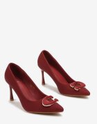  Pantofi stiletto bordo din piele ecologică cu dungi cu cataramă decorativă Messio