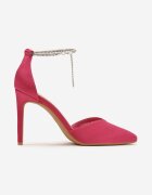  Pantofi stiletto Fucsia cu Brățară Detașabilă cu Zirconii la gleznă Wrannia