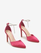  Pantofi stiletto Fucsia cu Brățară Detașabilă cu Zirconii la gleznă Wrannia