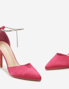  Pantofi stiletto Fucsia cu Brățară Detașabilă cu Zirconii la gleznă Wrannia