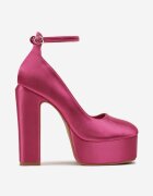  Pantofi stiletto fucsia din satin cu toc și platformă Orelame