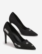  Pantofi stiletto Negri cu efect uzat din denim Botrose