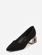  Pantofi stiletto negri cu toc cu zirconii cu branț din piele Cleitia