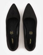  Pantofi stiletto negri cu toc cu zirconii cu branț din piele Cleitia