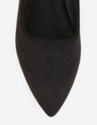  Pantofi stiletto negri cu toc cu zirconii cu branț din piele Cleitia