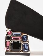  Pantofi stiletto negri cu toc cu zirconii cu branț din piele Cleitia