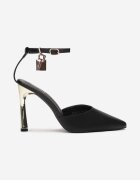  Pantofi stiletto Negri cu toc înalt metalic Davionna