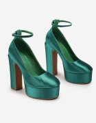  Pantofi stiletto verzi din satin cu toc și platformă Orelame