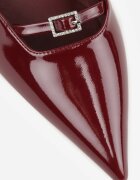  Pantofi tip mule Bordeaux Lăcuiți cu toc mic cu baretă la gleznă Evaliraea