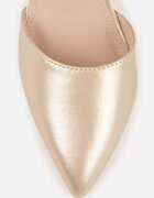  Pantofi tip sandale Aurii Elegante Vices cu toc cu branț din piele naturală Leadora