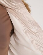 papillon d'or Geacă Bej cu Cusături Matlasate Curea și Glugă cu Blană Lidanessa