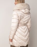 papillon d'or Jachetă Puffer Bej cu cordon și glugă cu blană Fenama