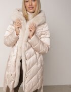 papillon d'or Jachetă Puffer Bej cu cordon și glugă cu blană Fenama