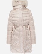 papillon d'or Jachetă Puffer Bej cu cordon și glugă cu blană Fenama