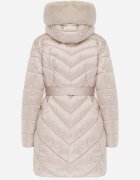 papillon d'or Jachetă Puffer Bej cu cordon și glugă cu blană Fenama