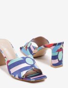  Papuci Albastre pe Toc Gros Stil Boho Xiretta