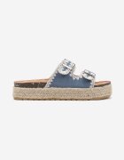  Papuci Albaștri Plați cu Catarame Reglabile Venadea
