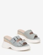  Papuci Albastri tip slip-on cu platformă cu catarame la barete Vezlira