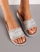  Papuci Argintii Decorați cu Împletitură în Stil Boho și cu Zirconii Danellema