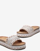  Papuci Argintii Decorați cu Împletitură în Stil Boho și cu Zirconii Danellema