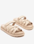  Papuci Bej cu Barete Decorative Tip Gladiator cu închidere velcro Hirna
