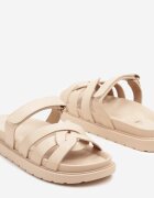  Papuci Bej cu Barete Decorative Tip Gladiator cu închidere velcro Hirna