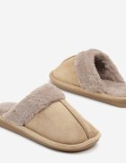  Papuci Bej închis Clasici Slip-on cu Blană Selomir
