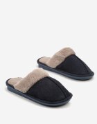  Papuci bleumarin clasici tip slip-on cu blană Selomir