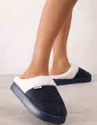  Papuci Bleumarin Plati cu blană Leretha