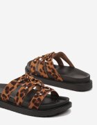  Papuci cu model leopard cu barete și inele metalice Elefona