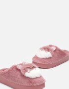  Papuci de casă slip-on roz închis cu talpă plată cu aplicație 3D în formă de iepuraș cu zirconii Pottira