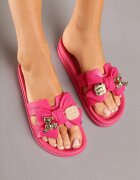  Papuci Fucsia cu fundă și Ornamente Metalice Andvisa