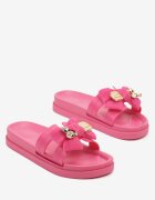  Papuci Fucsia cu fundă și Ornamente Metalice Andvisa