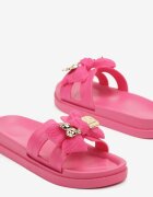  Papuci Fucsia cu fundă și Ornamente Metalice Andvisa