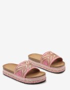  Papuci Fucsia pe Talpă de Plută cu Împletitură în Stil Boho cu Zirconii Criwila