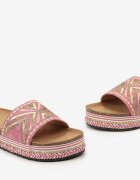  Papuci Fucsia pe Talpă de Plută cu Împletitură în Stil Boho cu Zirconii Criwila