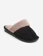  Papuci Negri Clasici slip-on cu blană Selomir