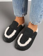  Papuci Negri pe Talpă Groasă cu Blană tip Miel și Curea Decorativă Elinnara