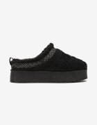  Papuci negri slip-on cu platformă și broderie decorativă Olisia