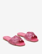  Papuci Plate Fucsia cu Barete Împletite cu Zirconii Rioname
