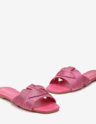  Papuci Plate Fucsia cu Barete Împletite cu Zirconii Rioname
