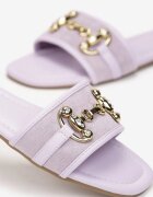  Papuci Plati Violet cu cataramă decorativă pe curea lată Mosani