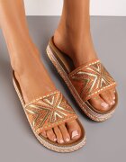  Papuci Portocalii pe Talpă de Plută cu Împletitură în Stil Boho cu Cirkonii Criwila