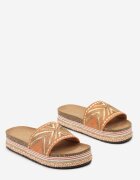  Papuci Portocalii pe Talpă de Plută cu Împletitură în Stil Boho cu Cirkonii Criwila