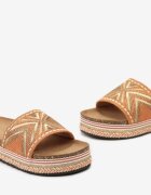  Papuci Portocalii pe Talpă de Plută cu Împletitură în Stil Boho cu Cirkonii Criwila