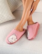 Papuci Roz închis pe Talpă Groasă cu Model Brodat Laonora