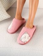  Papuci Roz închis pe Talpă Groasă cu Model Brodat Laonora
