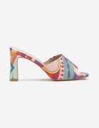  Papuci Roz-violet cu toc bloc în stil boho Xiretta